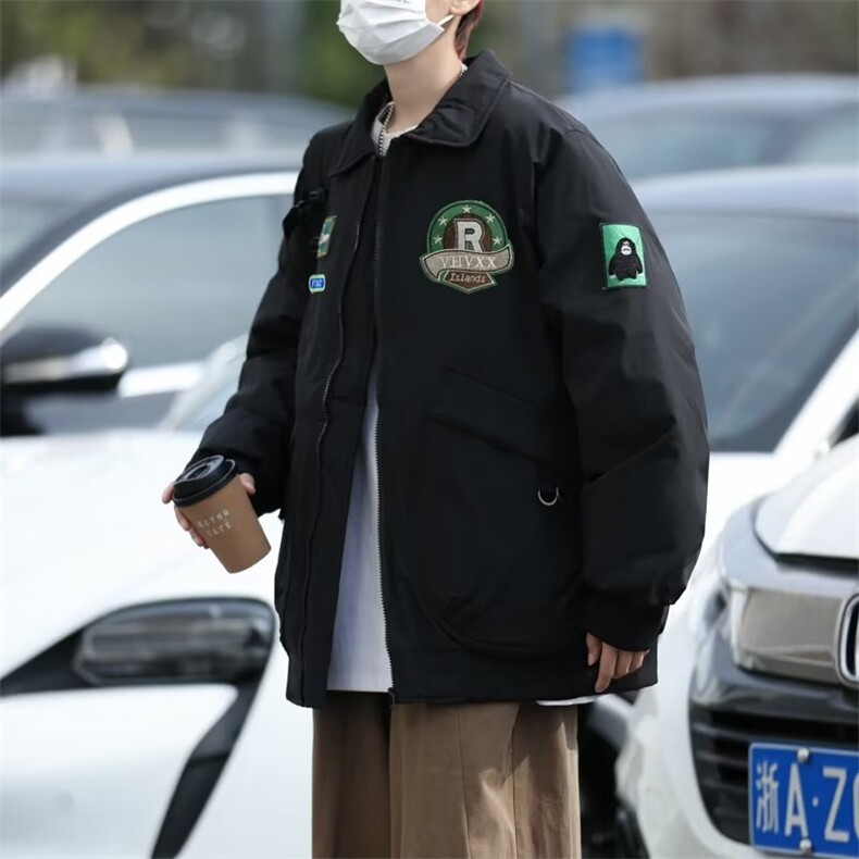 2022潮牌秋冬季新款棒球棉服男宽松夹克翻领棉衣外套W4170-P82,男装棉衣,星座412-3