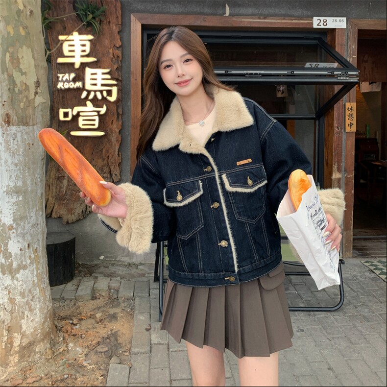 新款主推牛仔加毛毛外套2650-P175-K268,女装短外套,2C129