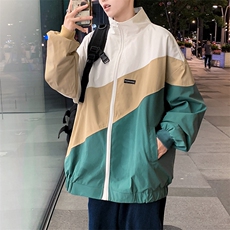 撞色外套男春秋韩版潮流百搭宽松夹克休闲外穿立领上衣W1194-P50，男装夹克，星座512-2