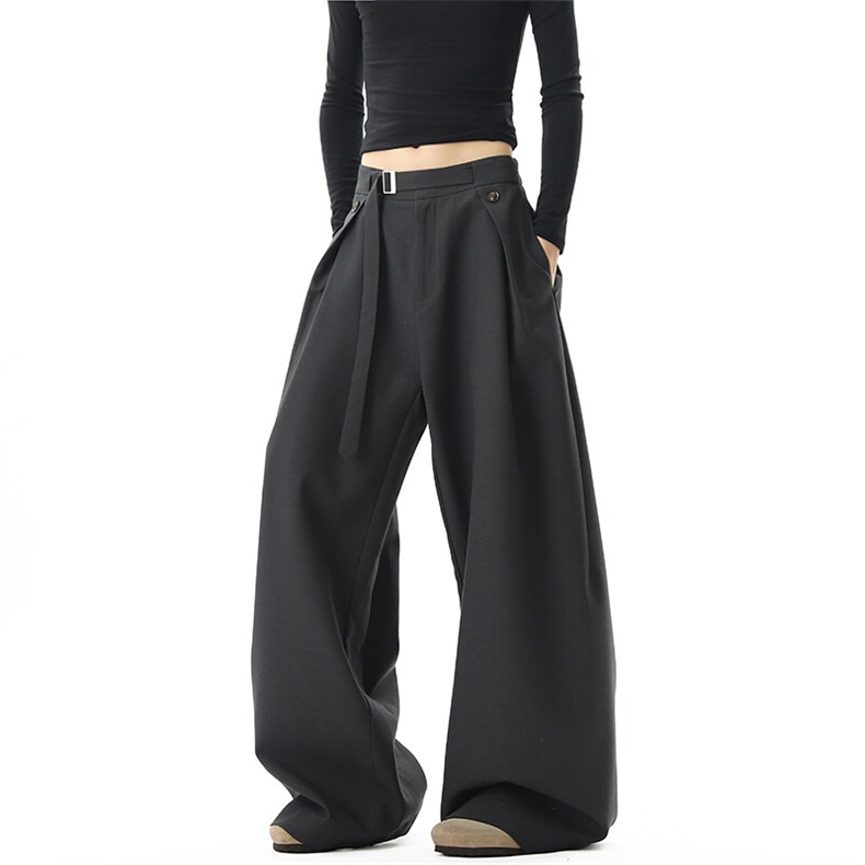 老钱风阔腿垂感宽松休闲裤百搭显瘦西裤XZ211-1-K2551-P65控98，男装西裤，星座211-1