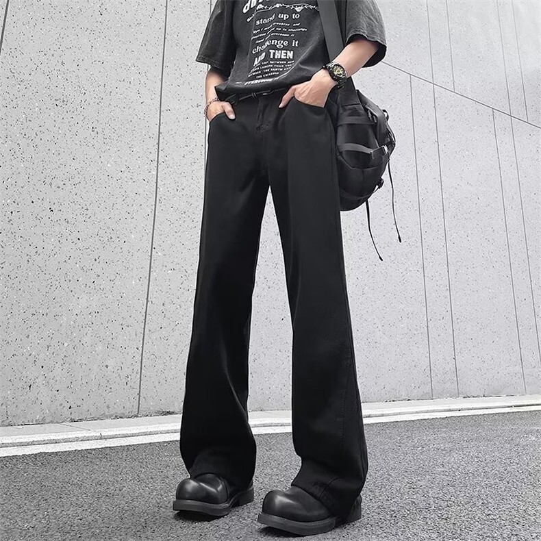 高街潮牌黑色毛边牛仔裤男直筒宽松阔腿微喇叭裤NA151,男装牛仔裤,星座1116A-1（原606A）