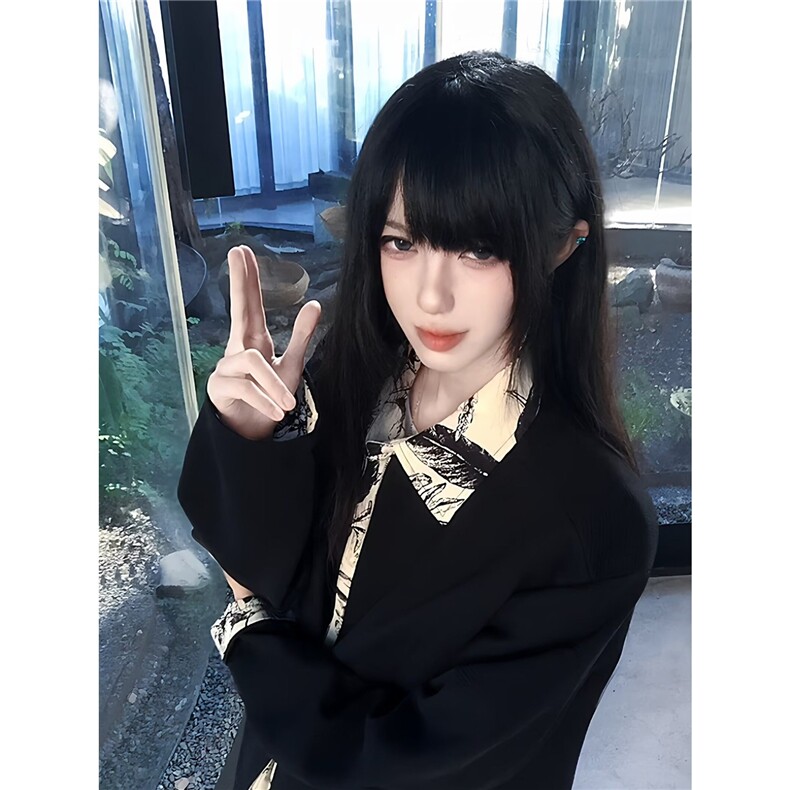 A159-P72假两件外套男千鸟格潮流褂子2025新款男装上衣,男装T恤,电商B323A