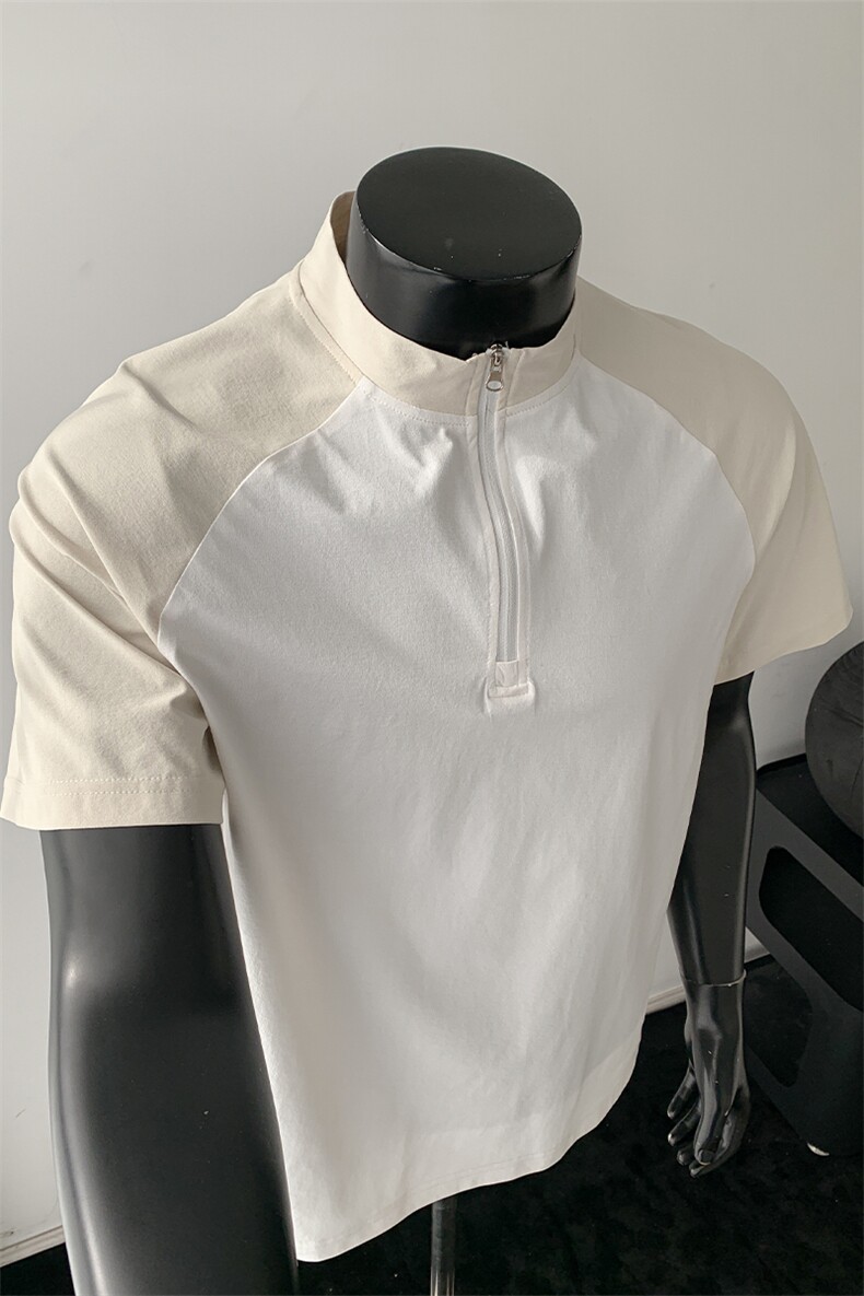 2026夏季新款迪桑棉半拉链大码短袖T恤男DT4514特P20建议零售价48,男装T恤,电商A001