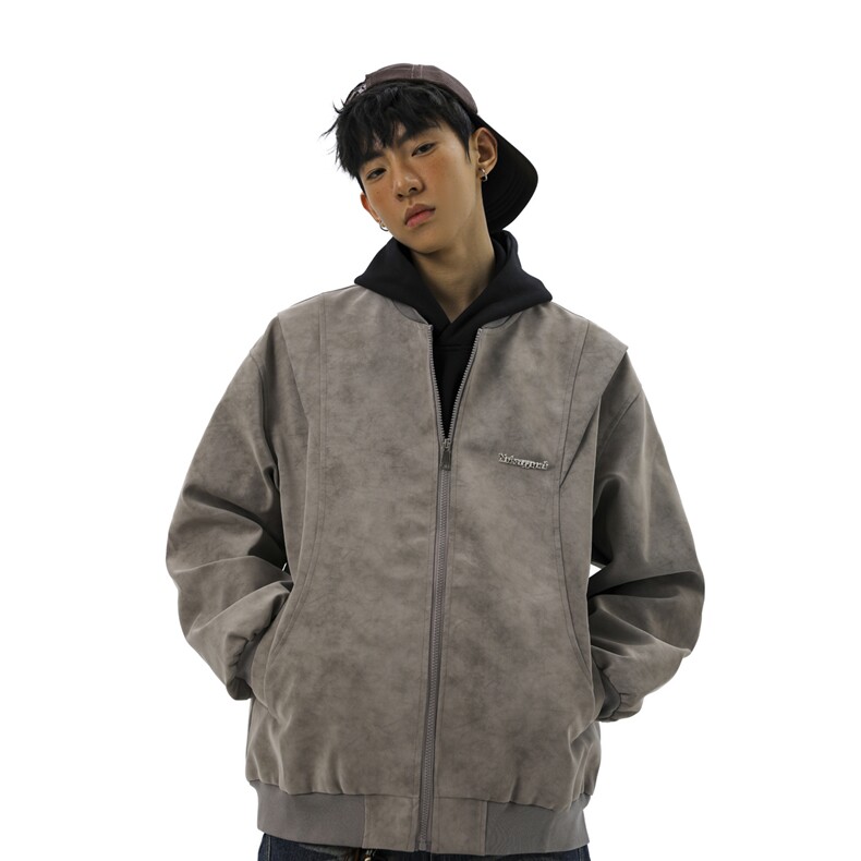 金属装饰雾霾脏脏灰解构设计大码M-5XL皮衣夹克男JK78049P85控138，男装皮衣，星座227-7