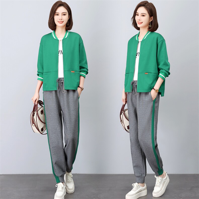 三年不下架(新款)2024年春秋时尚两件套装女棒球服卫衣运动套装女，女装套装/套裙，璐依舞
