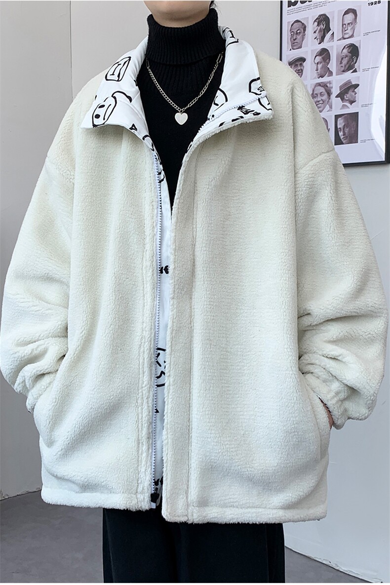 冬季加绒加厚棉服羊羔绒开衫双面穿青少年外套男MY101P105控价138,男装棉衣,电商A086