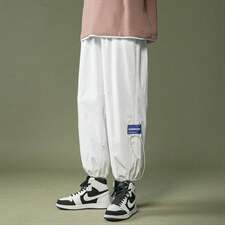 2023夏季新款港风中性风宽松大码冰感透气束脚休闲裤1537-P35,男装休闲裤,星座914-3