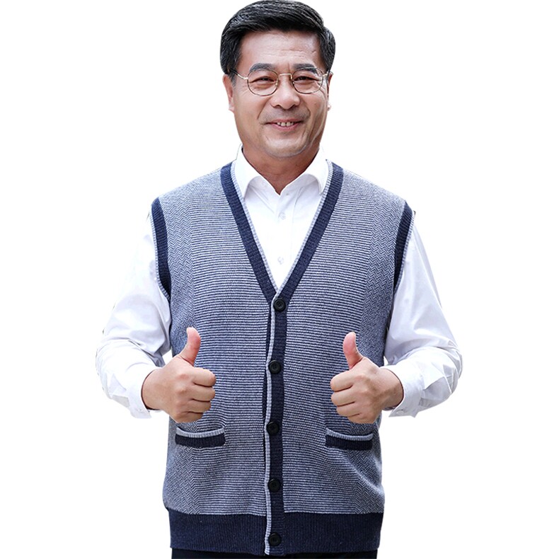 2024秋冬新款中老年男款V领开衫背心马甲,男装羊绒背心,衣恋羊绒
