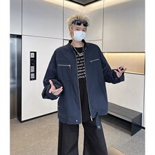 26春装高品质老钱风立领夹克外套男女美式潮牌拉链工装风宽松上衣，男装夹克，电商A486