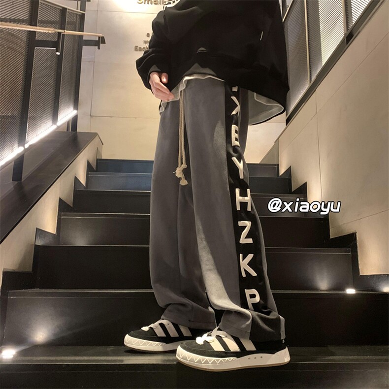 XZ616秋冬季新款麂皮绒发泡字母休闲拖地裤TY420P55控68,男装休闲裤,星座512A（原616）