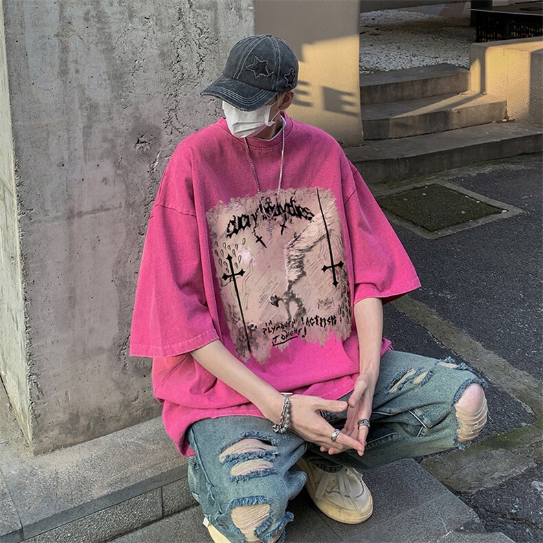 2023夏季重磅新款水洗做旧短袖301D-4-SX17-P40抖音品质！！！,男装T恤,电商B251A(原星座301D-4)