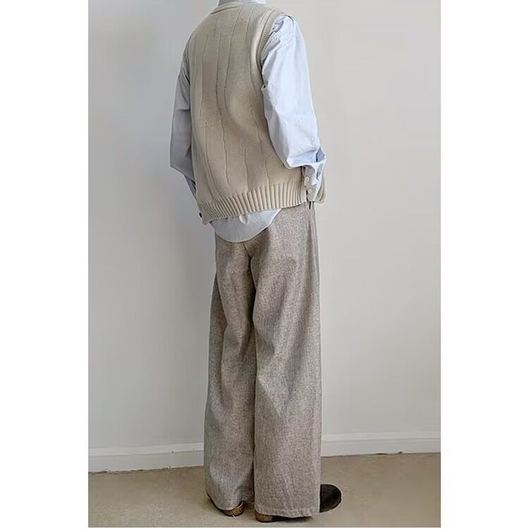 26春老钱风亚麻质感压褶休闲裤CK893/特P48,男装休闲裤,电商B350