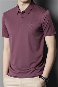 2023新款冰丝短袖衬衫男夏季翻领宽松透气商务休闲中年男士衬衣图片