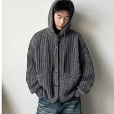 YC0791-P78秋冬复古纯色针织开衫外套男女潮牌宽松百搭提花毛衣，男装针织衫/毛衣，电商C233