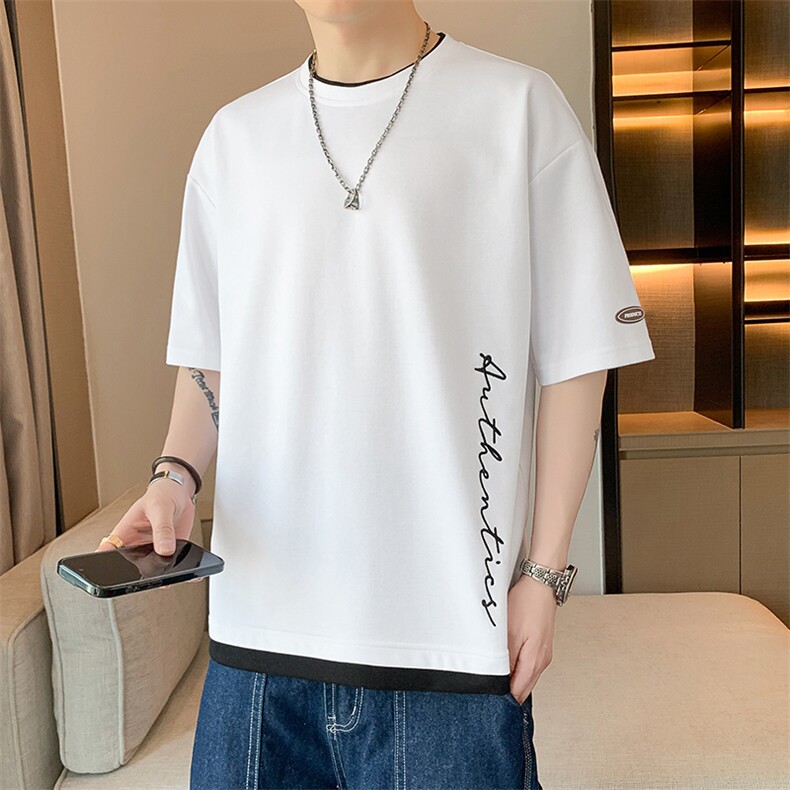 冰氧仿棉短袖店主风体恤夏季休闲百搭刺绣男上衣TC3146-P25控48，男装T恤，星座717