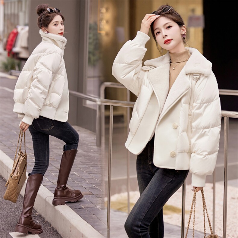 现货可推2025冬季新款毛领修宽松显瘦短款白鸭绒羽绒服女，女装羽绒服，众宇琦