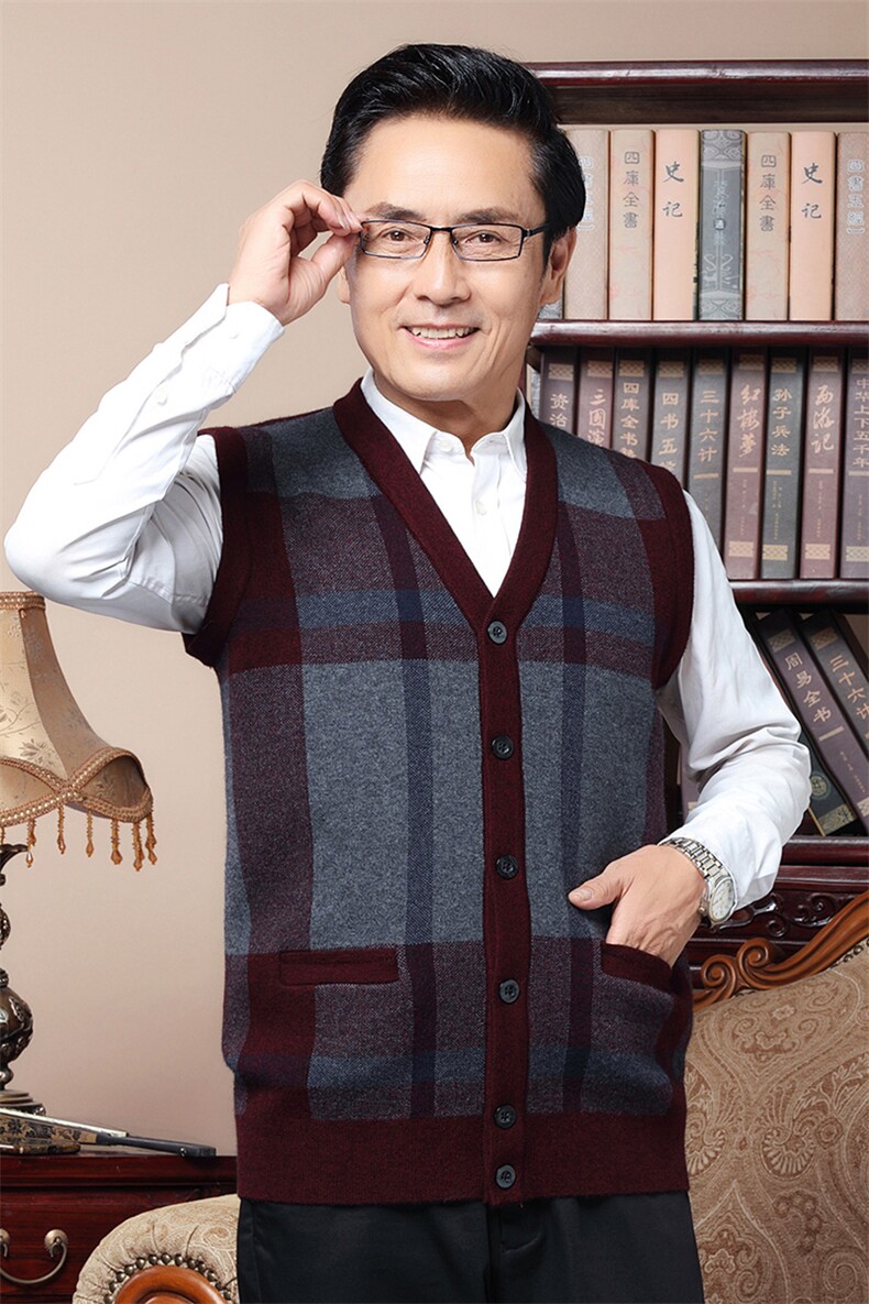 爸爸秋装毛衣外套中老年人针织衫开衫男爷爷春秋季上衣服加厚外穿,男装针织衫/毛衣,电商B212（原钱塘6029）