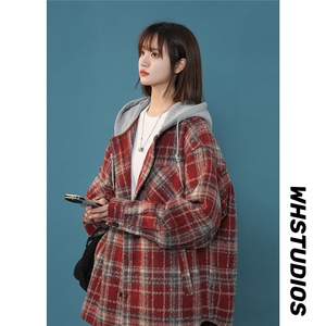 现货 中性 春季宽松连帽毛呢夹克潮小香风外套XZ811A-JK3016-P75图片