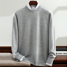 高品质男士圆领羊毛衫七针双股套头长袖经典黑色舒适保暖商务休闲，男装羊毛衫，犀桦羊绒