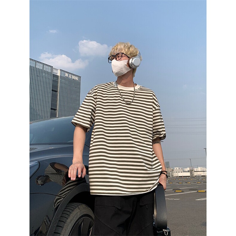 夏季潮流经典大码条纹宽松圆领短袖T恤男女上衣T3617-特价P30,男装T恤,电商A007