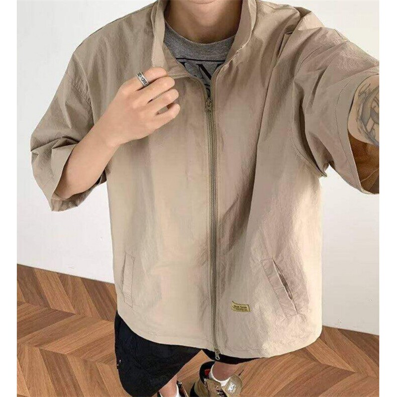 夏季新款日系短袖衬衫男女高级感工装宽松休闲半袖夹克潮C232,男装夹克,星座601-1