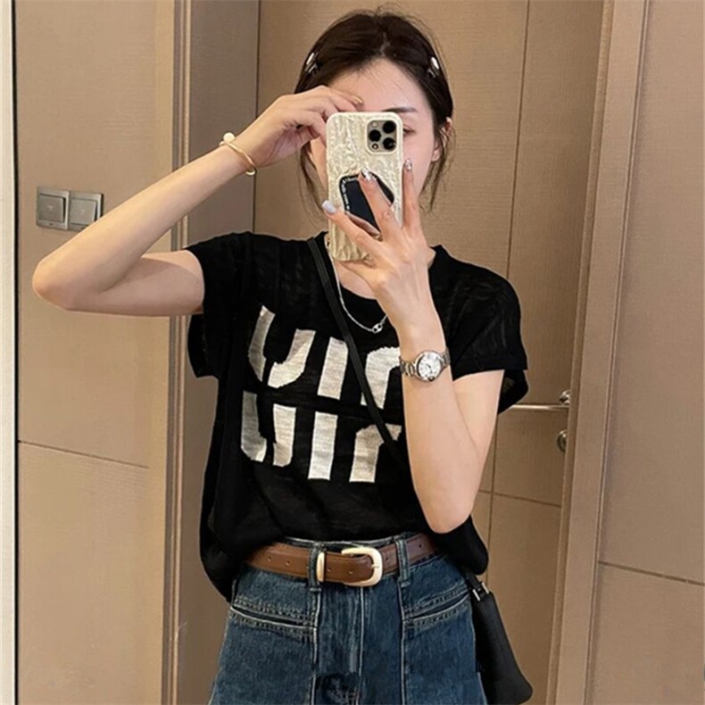 t恤女短袖2025夏季新款大码显瘦设计感小众短款圆领上衣图片