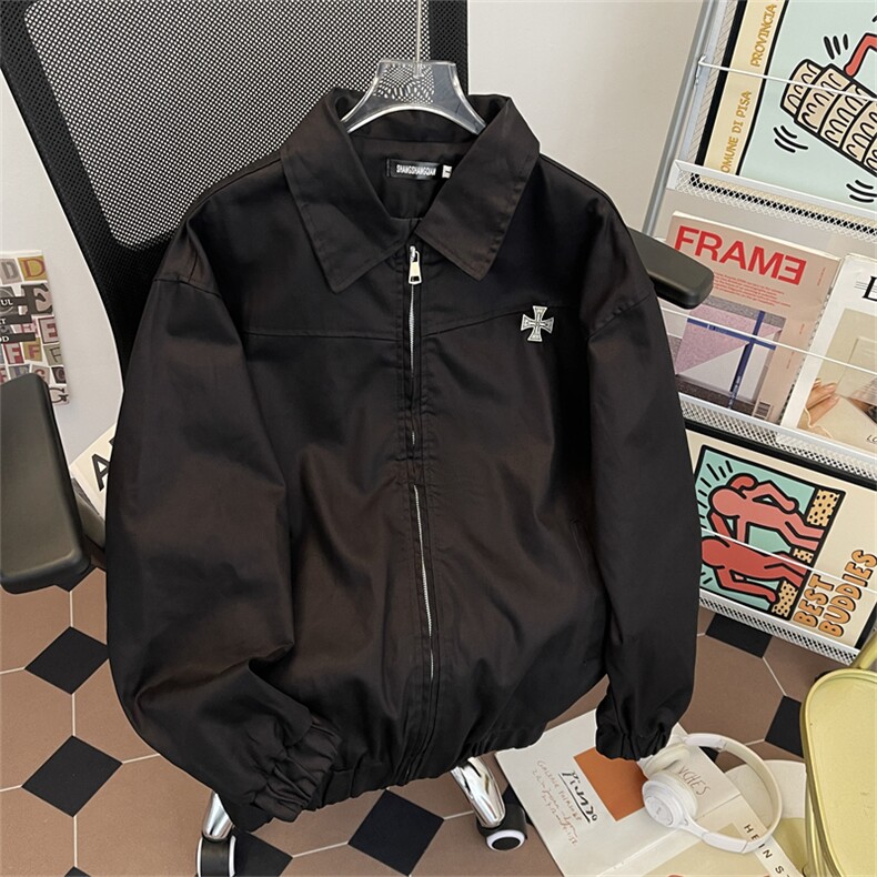 1506/Q6990/P67美式潮牌简约宽松纯色轮廓翻领夹克律ins潮流外套,男装夹克,星座1506