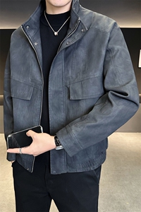 皮衣外套男秋季2025新款宽松潮流休闲皮夹克C317-J8805-P155图片