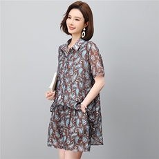 套装女2026年夏季新款时尚宽松中年妈妈大码短裤两件套，女装套装/套裙，江忆布依