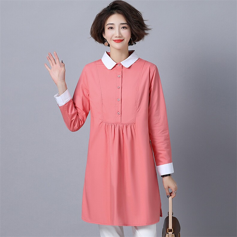 潮流舒适时尚纯色加绒衬衫中长款2025年冬季休闲个性优雅,女装衬衫,风姿绰