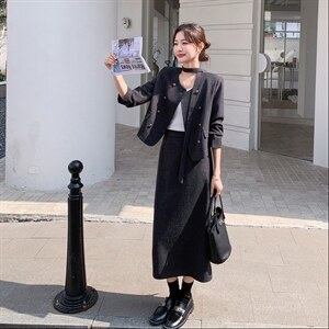【现货】极简风时尚气质双排扣小香套装2D148-2629-P185-K298图片