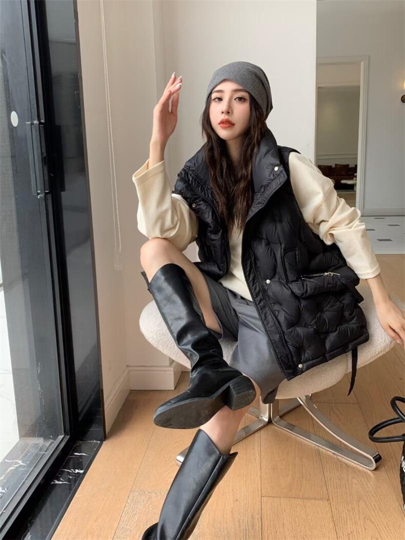 羽绒马甲女2022秋冬新款加厚保暖连帽马夹外穿坎肩，女装马甲，川哲