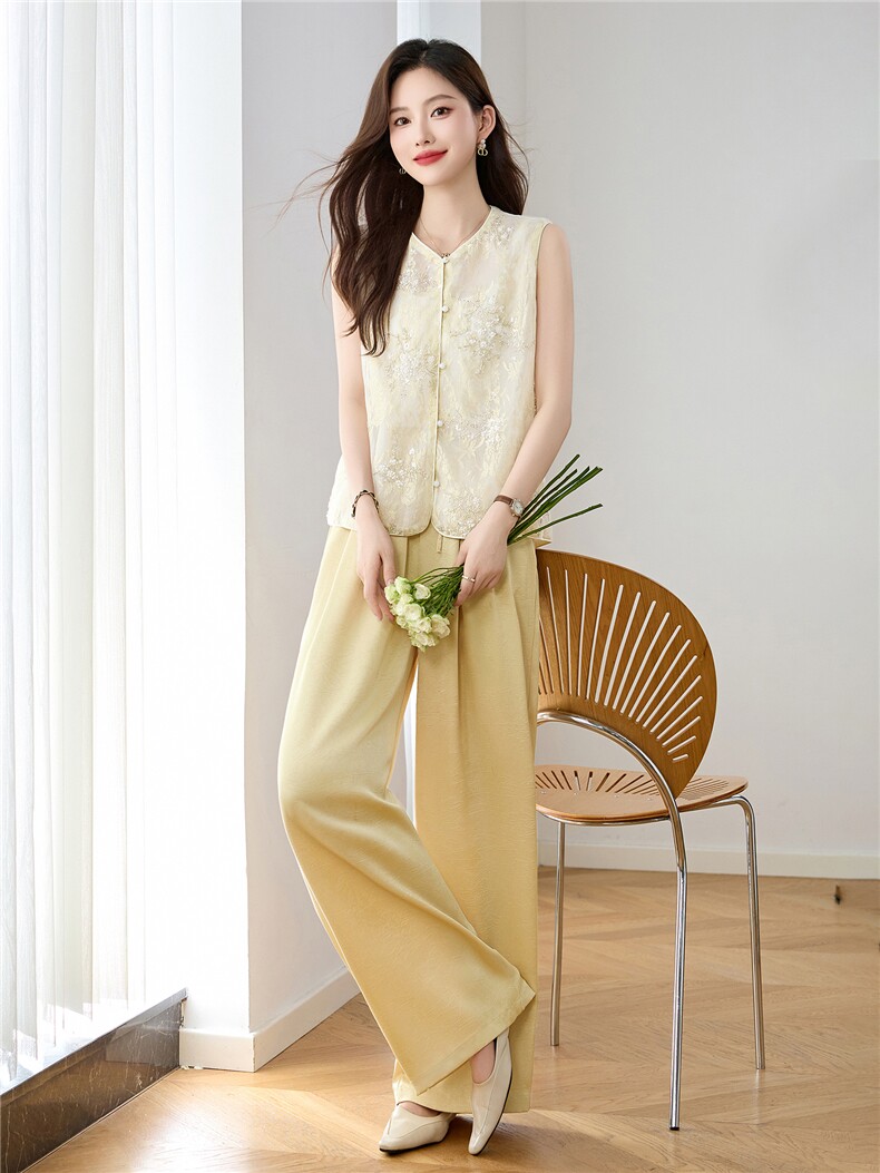 时尚套装女2025夏新款高级感气质女神范无袖马甲显瘦阔腿裤两件套,女装套装/套裙,依多米