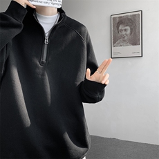 8XL-M特大码卫衣男纯色百搭条纹肌理立领拉链长袖T恤男WY08P55，男装T恤，电商D206-1