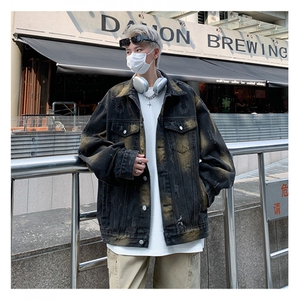复古牛仔外套男款春秋潮牌痞帅炸街上衣设计感潮流时尚JK1093-P78图片