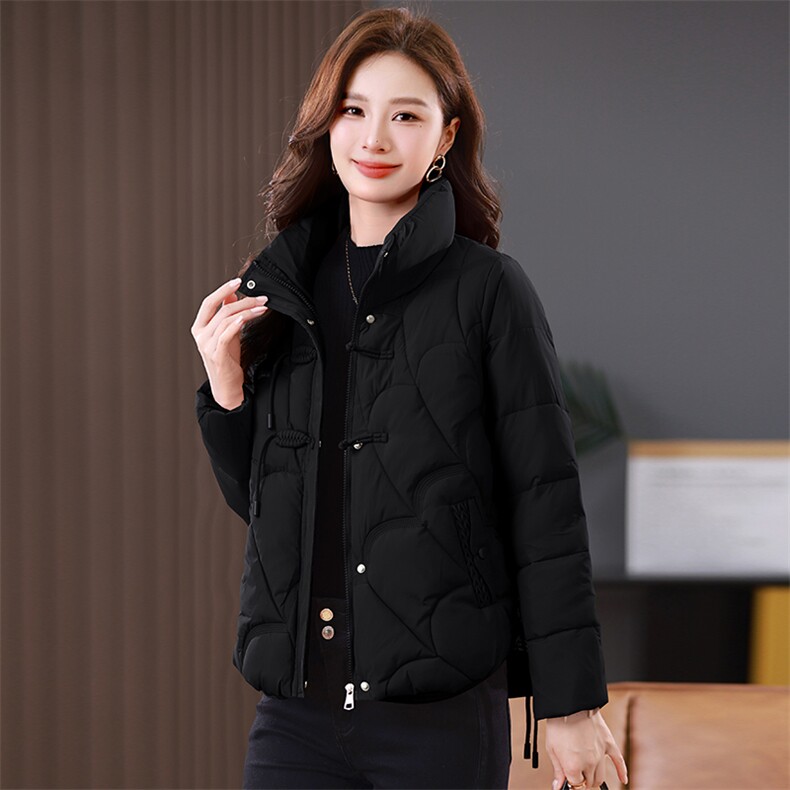 2024年冬季新款潮加厚保暖复古立领气质棉衣短外套女士羽绒棉服女，女装棉衣/棉服，简韵佳