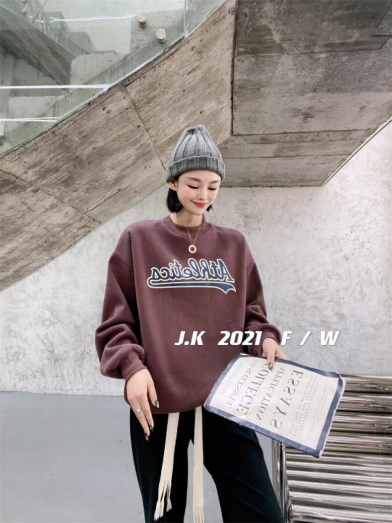 2021冬款加绒卫衣，女装卫衣/绒衫，简蔻