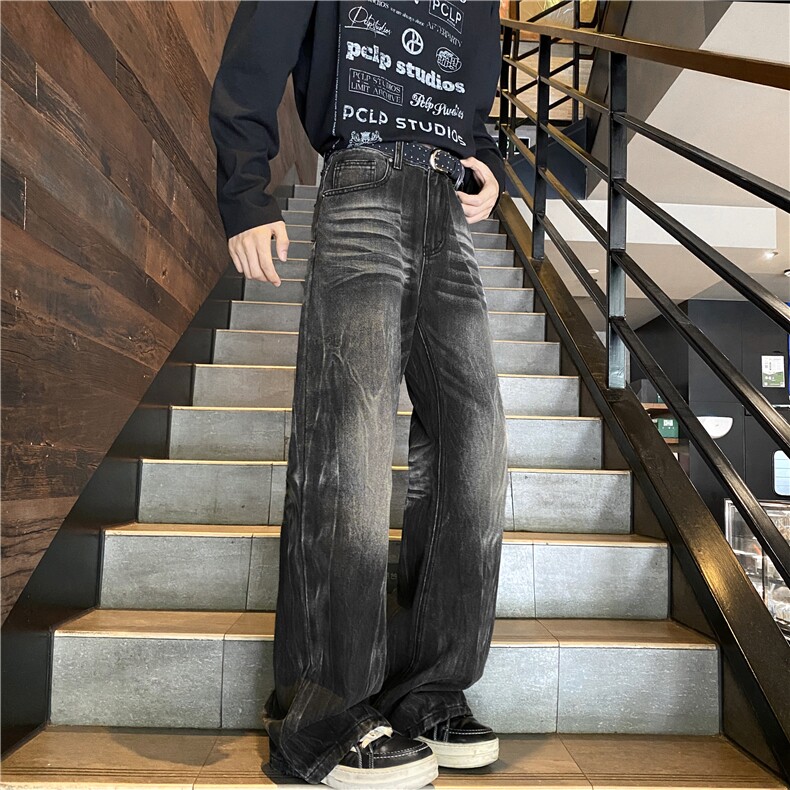 抖音品质美式高街水洗裂纹设计微喇牛仔裤B315-K25809-特p45控88,男装牛仔裤,电商B315