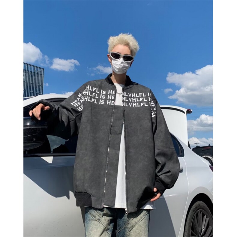 街头秋冬刺绣字母麂皮夹克外套 W6709 P75图片