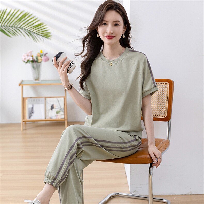 休闲运动服套装女2025新款夏装时尚纯棉韩版宽松显瘦卫衣两件套潮,女装套装/套裙,凯瑟曼