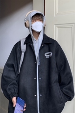 港风宽松男麂皮绒外套韩版潮休闲衬衫男夹克A071-1012-P90，男装夹克，电商A071