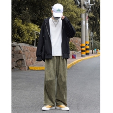 新品灯芯绒拖地裤直筒坠感时尚单品男女情侣休闲裤子潮K81P45控58，男装休闲裤，电商A102B