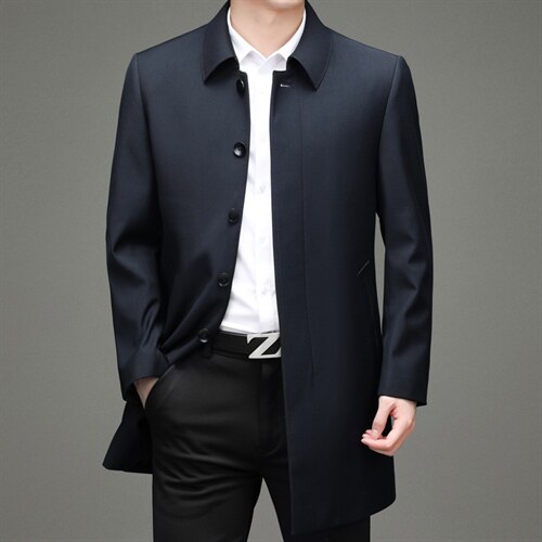 2021男士翻领时尚爸爸装中年休闲风衣男中老年外套潮ZL2136-P205,男装风衣,电商B212（原钱塘6029）
