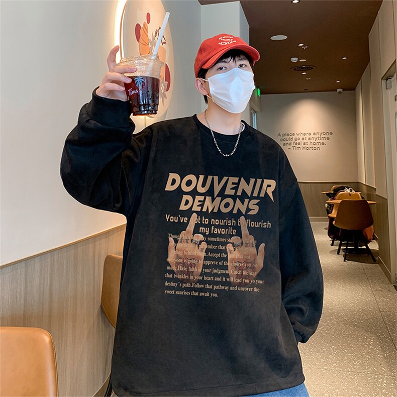 港风供抖音得物高品质直播美式麂皮绒宽松卫衣W3041P38,男装卫衣,电商C408(原B339-1)
