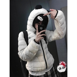 KK110-P115 熊猫耳朵排骨连帽棉服2025冬季新款图片