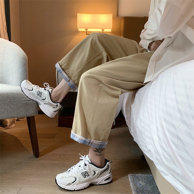 现货1405-1-ZY001-P45春秋翻边格子休闲裤男女中性九分裤，男装休闲裤，星座715-1