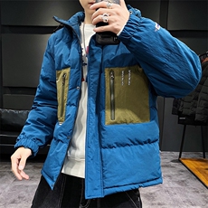 【】A003-HY8009-P130冬装新款撞色修饰连帽棉衣家乐，男装棉衣，电商A003