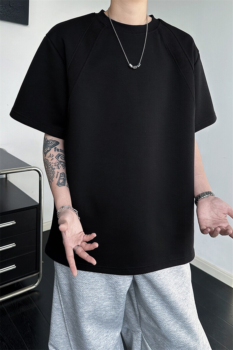 8XL-M美式高街高克重短袖T恤男宽松短款BOXY正肩上衣半袖DX334,男装T恤,电商D206-1