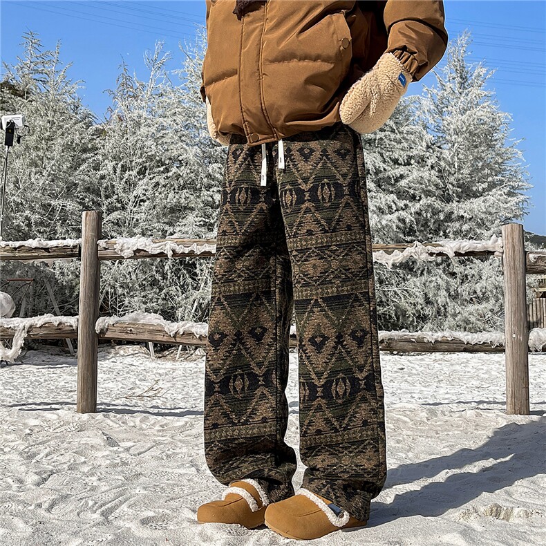 8XL-M羊羔绒裤子男冬季加绒加厚民族风重磅针织棉裤大码KZ023P78,男装民族服装,电商B312