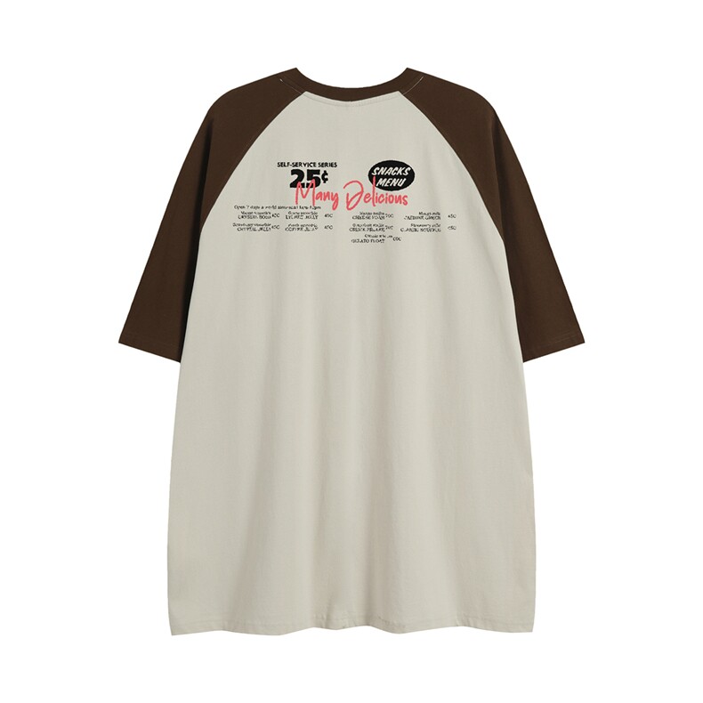 白底平铺新款美潮百搭插肩袖情侣短袖T恤DT4401特P35控58,男装T恤,电商A247-1